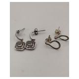 2 pair of silver post earrings marked 925 .120oz