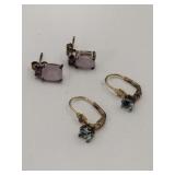 2 pair pink and clear stones marked 925 .135oz