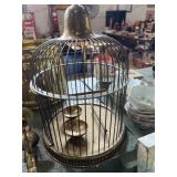 brass dome-topped hanging birdcage 17 inches tall