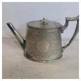 Bennett bros etched silverplate teapot