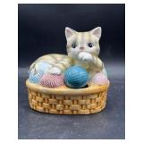 Japanese ceramic cat figurine music box