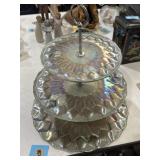 Arda iridescent glass 3-tiered serving tray