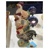 Rooster figurine & ceramic rooster sugar bowl &