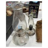 Pair of glass oil lamps