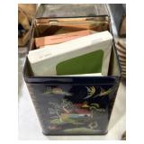 Tin container with sets of recipe cards