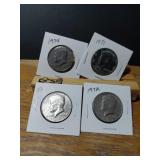 4 COLLCTABLE KENNEDY HALF DOLLARSWITH KEY DATES