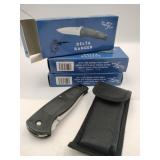 3 Delta ranger foldable knives with cases