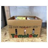 15 x 11 tomato box full of quilted fabric pieces