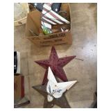 rustic, hand-painted metal barn star hanging