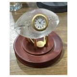 leaded crystal football-shaped desk clock on