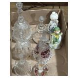 Several vintage, porcelain, clear glass and lead