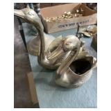 Two brass swan planters 11ï¿½ x 10ï¿½