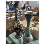 2 brass flower vases 11 inches and 15 inches