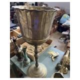 Brass pedestal planter 26 inches tall