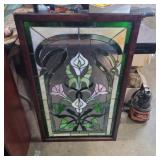 Stained glass panel of lilies 36in x 22in