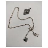 Silver Figaro anklet and charm marked 925 .175oz