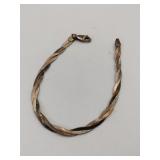 Gold tone silver braided bracelet marked 925