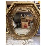 Plastic gold framed octagon mirror 32x26