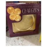 8 total 13' gold lacquer chargers
