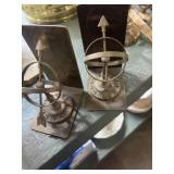 brass armillary sphere sundial book ends