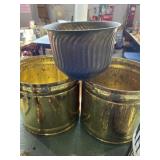 3 brass planters two or 12 inches around and