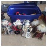 Tote with lid full of Christmas Santa and more