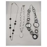 Silver and black ring necklaces