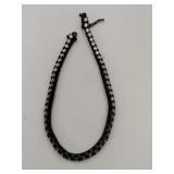 Black/clear stone silver tennis bracelet safety