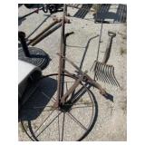 Metal high wheel garden cultivator