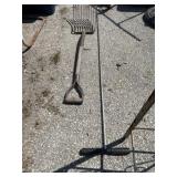 Antique hayfork and 5 foot metal probe