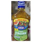 3 family size bottles of kraft zesty Italian