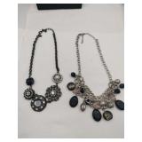 Lia Sophia silvertone statement necklaces
