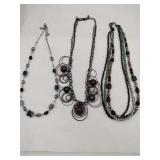 Beaded and metal ring necklaces