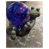 Resin garden-statue of frog holding globe 13ï¿½ x