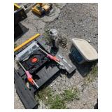Wall mount hose reel, zip ties, chain, sawhorse,