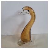 Hand blown glass duck figure 11in tall