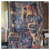 Hot rod fabric wall hanging 56 x 38