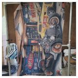 Hot rod fabric wall hanging 56 x 38