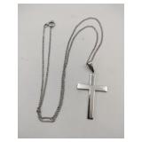 Silver necklace cross pendant marked Sterling