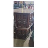 2 matching laminate top hexagonal side tables