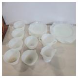 Macbeth Evans opalescent dishes 5 dinner plates,