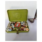 Wil-Hold amber plastic sewing box w/