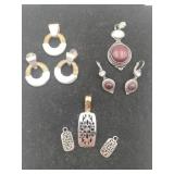 3 sets of pendants with matching earrings