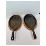Oval cast iron fajita skillets