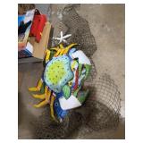 Metal crab wall art decor with net