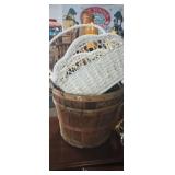 White basket and orchard basketd with fake floral