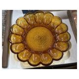 Indiana Glass Co. amber hobnail deviled egg plate