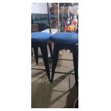 2 matching metal stools with round swivel