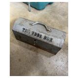 Metal toolbox with contents of old tools