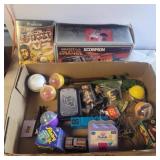 Assorted toys and Nintendo game cube game